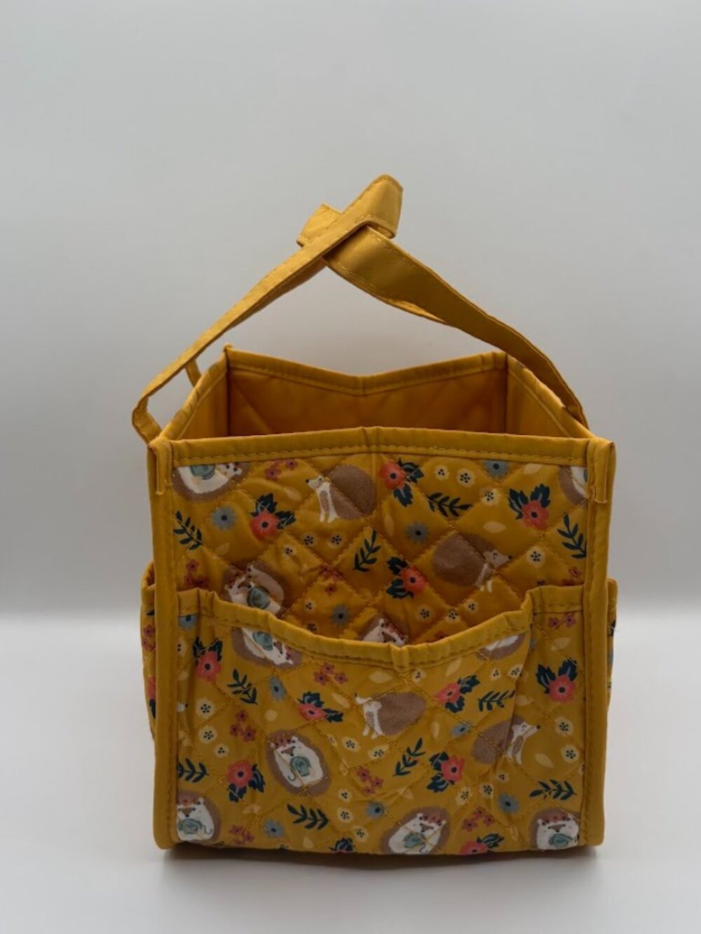 Everything Mary - Yellow Hedgehog Print, Quilted Craft Organizer Tote Bag. NWOT
